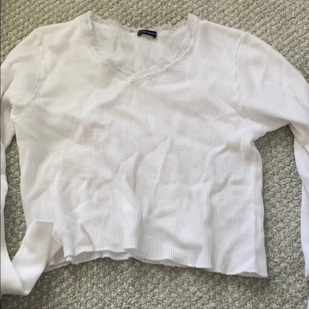 Long sleeve white brandy melville crop top